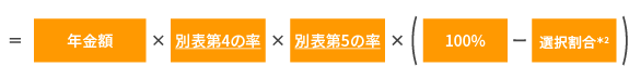 基準給与(ポイント累計)×退職事由別係数×14.92×据置譲率×(100%-一時金の選択割合)